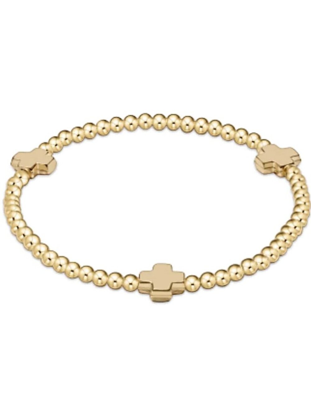 New Enewton Signature Cross 14kt Gold-filled Pattern 3mm Bead Stack Bracelet